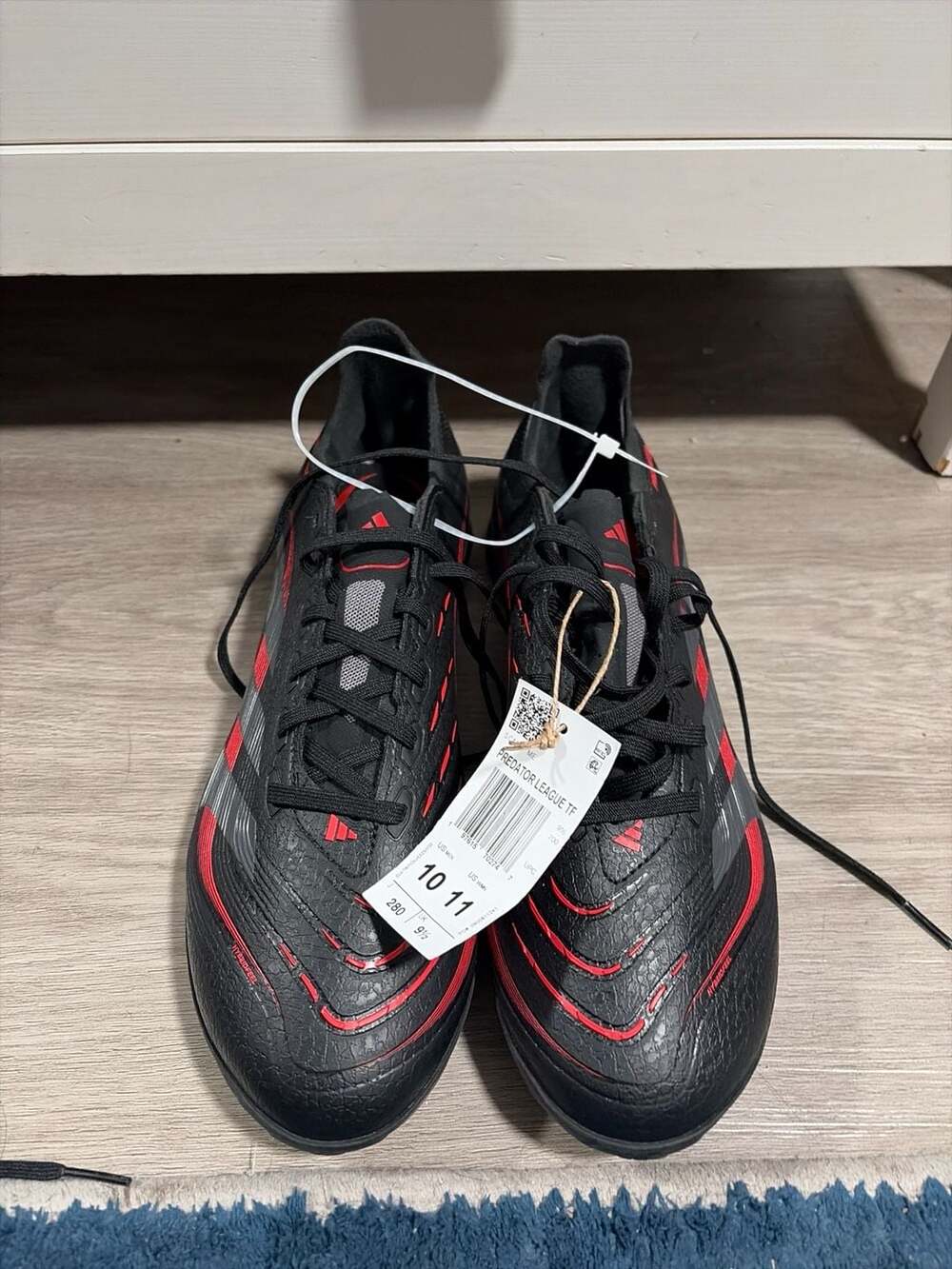 adidas Predator League TF Turf Soccer Shoes Black Red Size 10